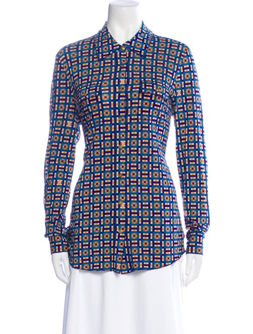 Tory Burch Silk Printed Button-Up Top