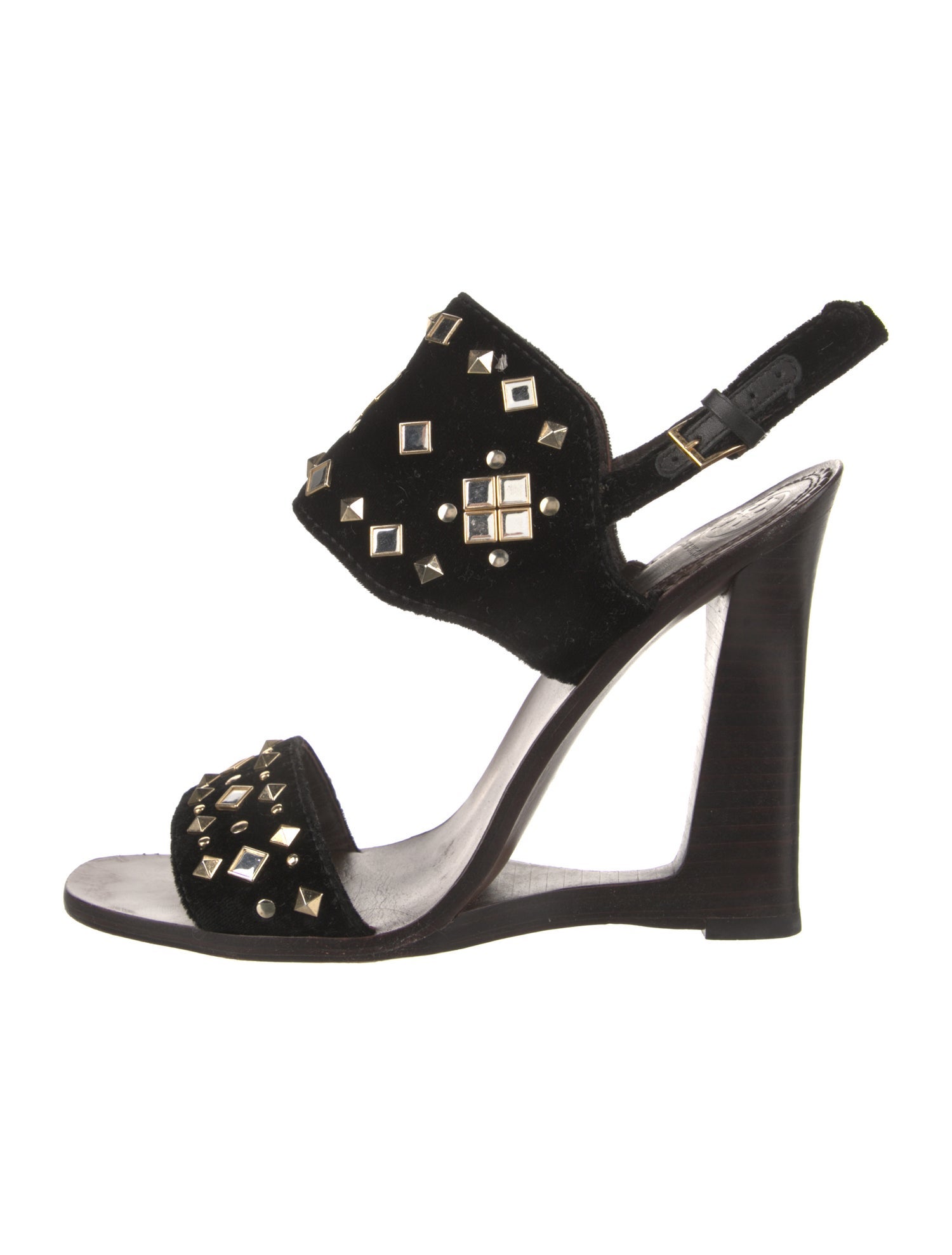 Tory Burch Leather Beaded Accents Slingback Sandals