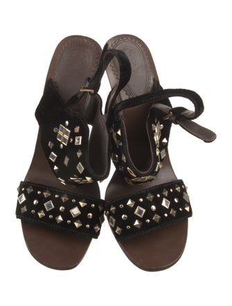 Tory Burch Leather Beaded Accents Slingback Sandals