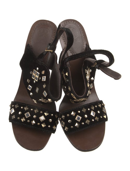 Tory Burch Leather Beaded Accents Slingback Sandals