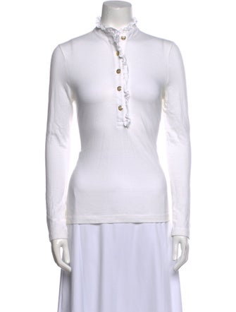 Tory Burch Mock Neck Long Sleeve Polo