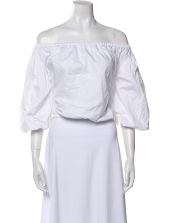 Tory Burch Off-The-Shoulder Three-Quarter Sleeve Crop Top