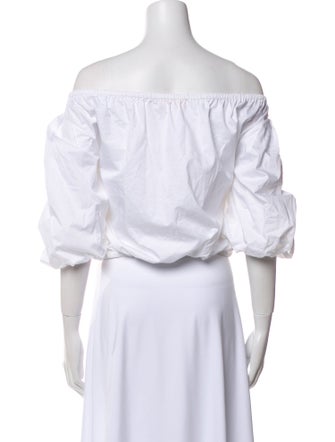 Tory Burch Off-The-Shoulder Three-Quarter Sleeve Crop Top