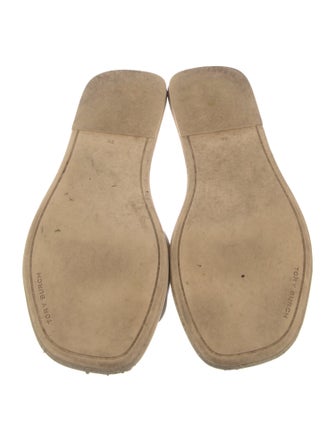 Tory Burch Leather Embroidered Accent Slippers