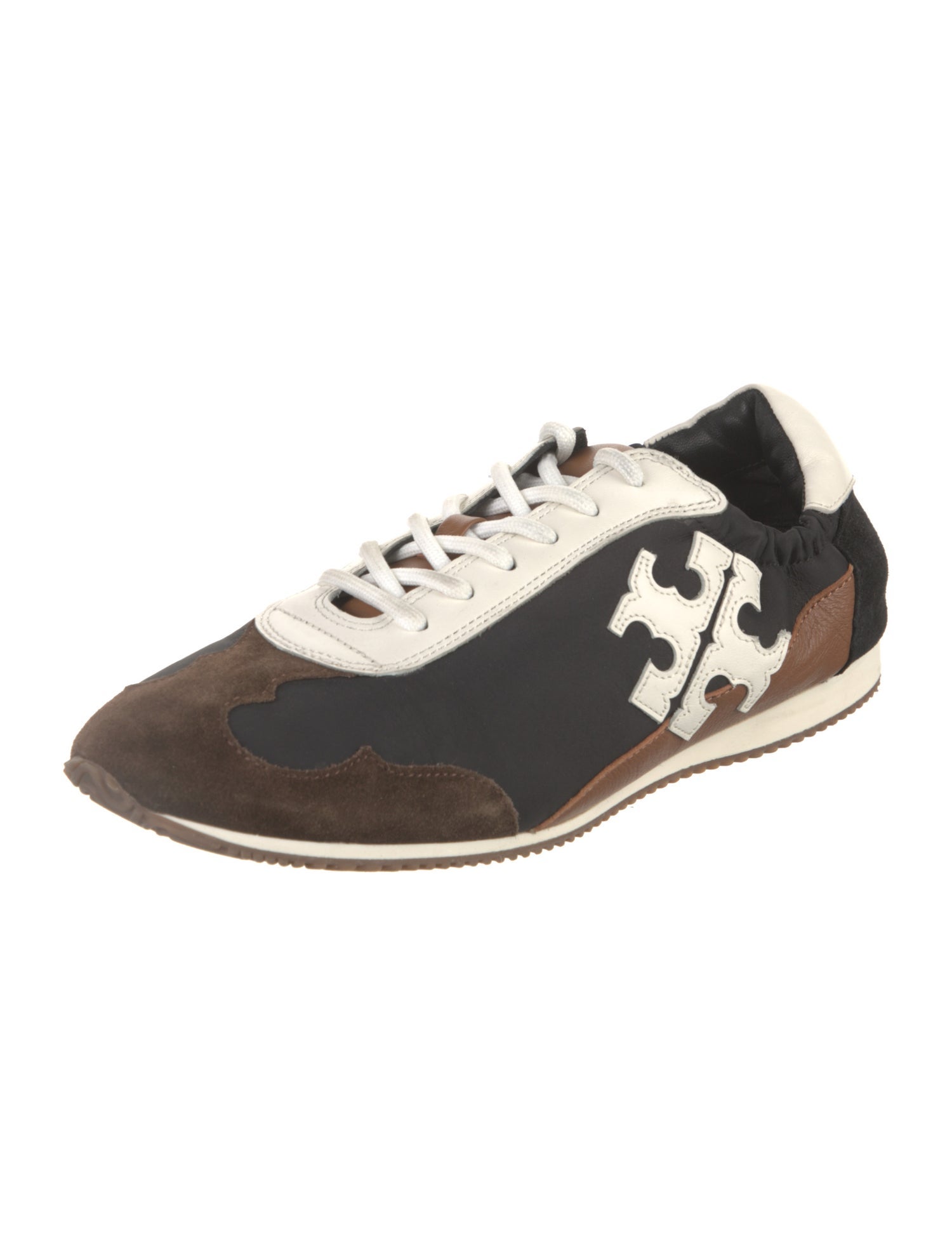 Tory Burch Suede Colorblock Pattern Sneakers