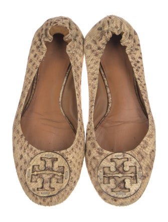 Tory Burch Embossed Leather Animal Print Flats