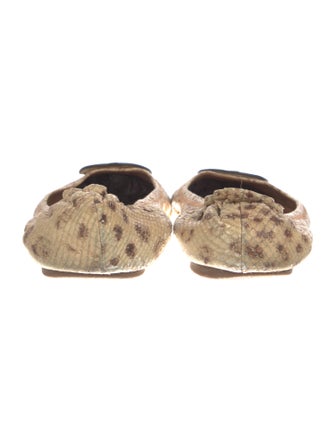 Tory Burch Embossed Leather Animal Print Flats