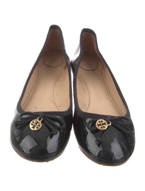Tory Burch Patent Leather Bow Accents Ballet Flats