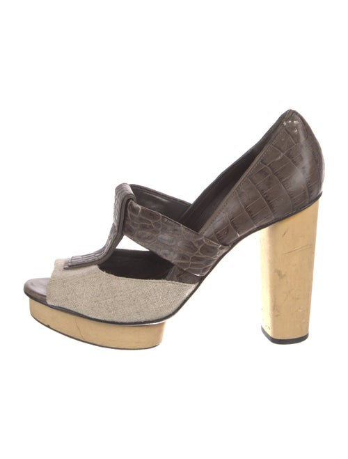 Tory Burch Embossed Leather Animal Print T-Strap Pumps