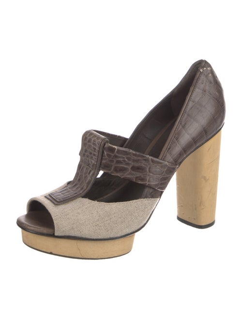 Tory Burch Embossed Leather Animal Print T-Strap Pumps