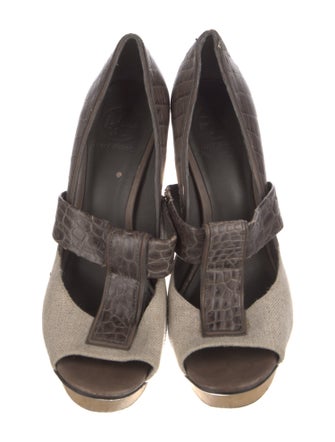 Tory Burch Embossed Leather Animal Print T-Strap Pumps