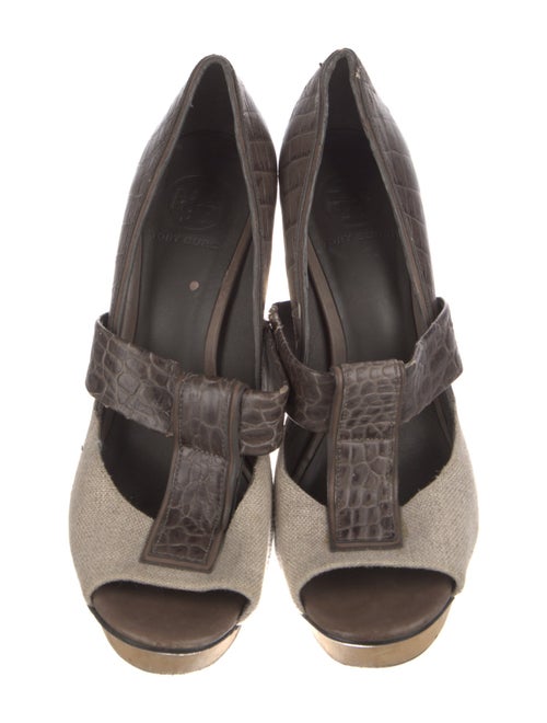 Tory Burch Embossed Leather Animal Print T-Strap Pumps