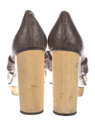 Tory Burch Embossed Leather Animal Print T-Strap Pumps