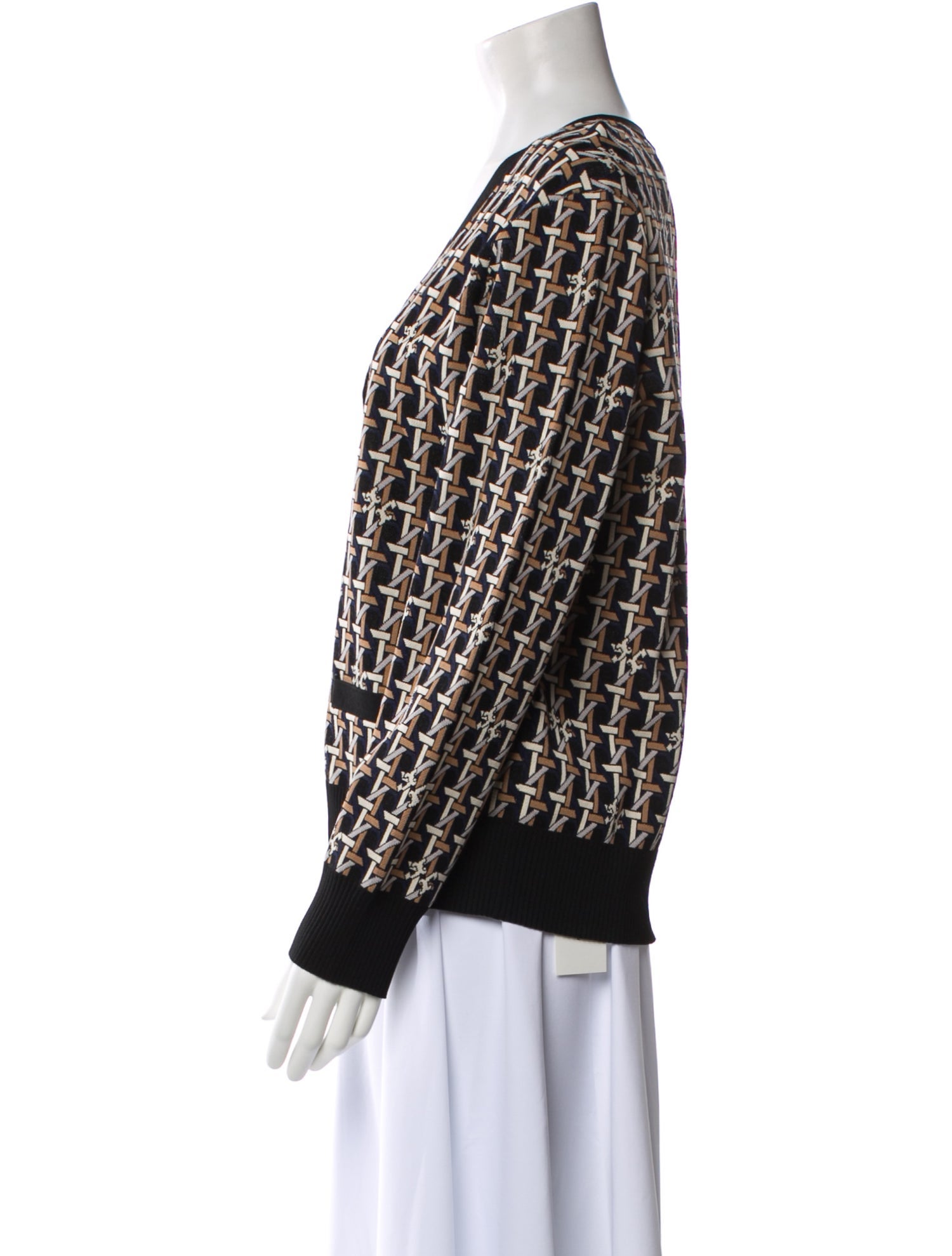 Tory Burch Printed V-Neck Sweater w/ Tags