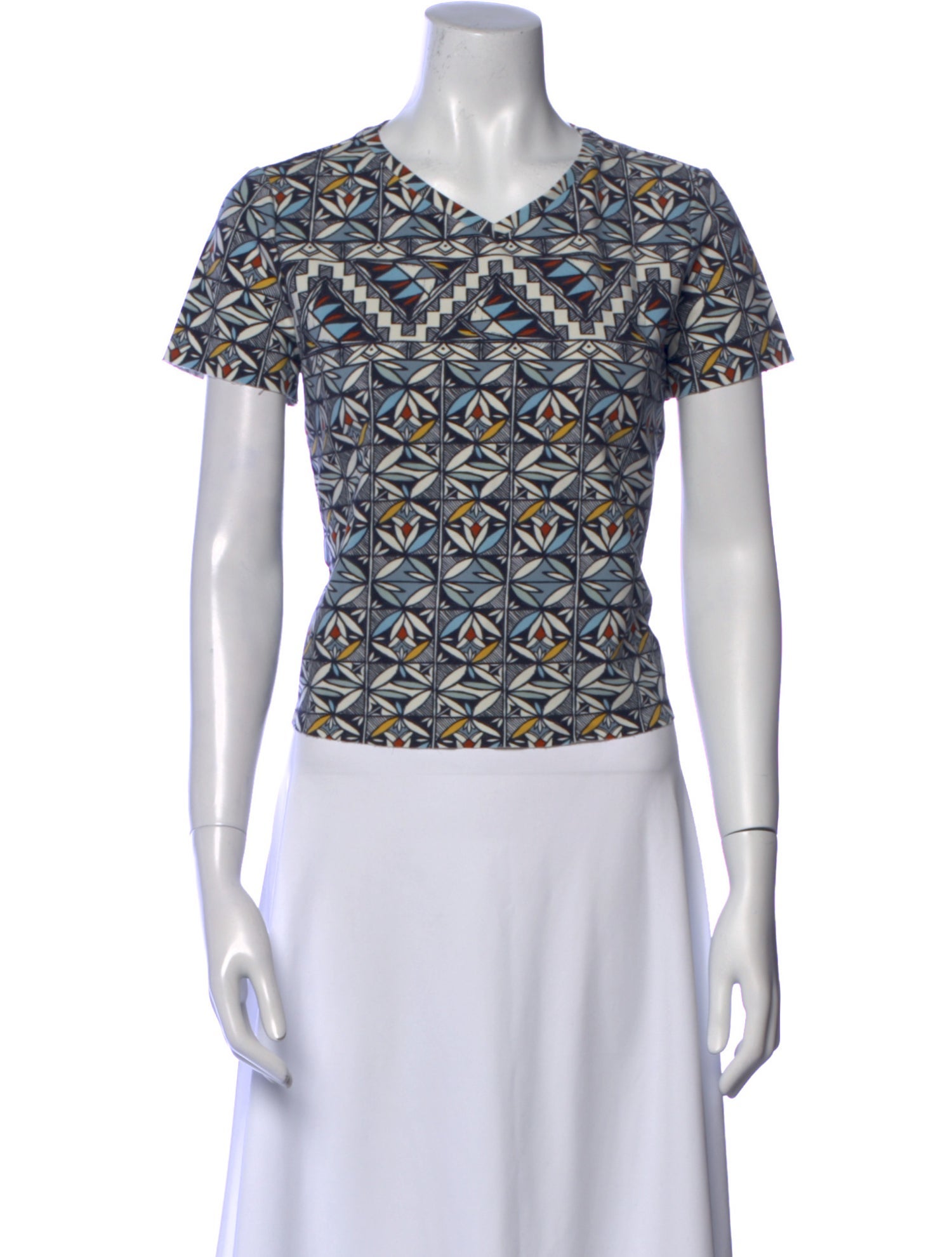 Tory Burch Printed V-Neck T-Shirt