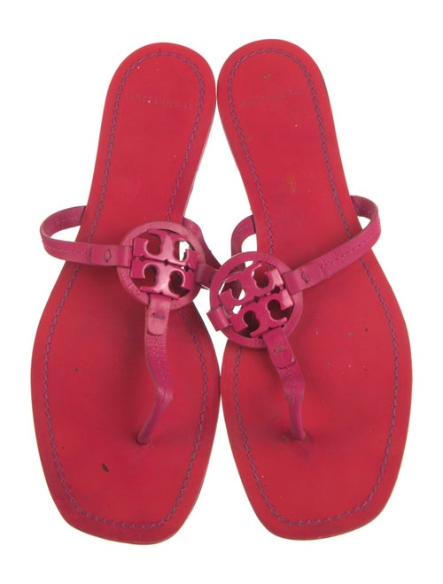 Tory Burch Signature Logo Leather T-Strap Sandals