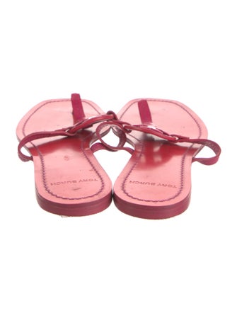 Tory Burch Signature Logo Leather T-Strap Sandals