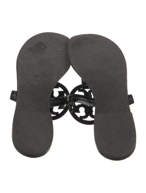 Tory Burch Patent Leather Leather Trim Embellishment Slides