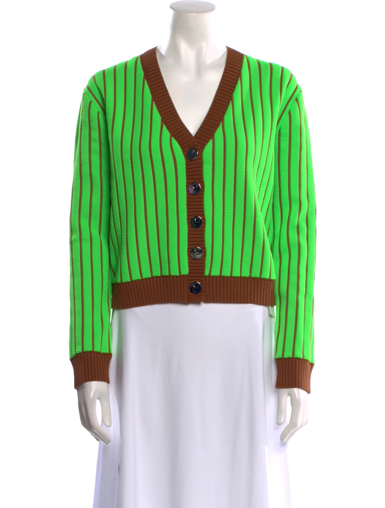 Tory Burch Striped V-Neck Sweater