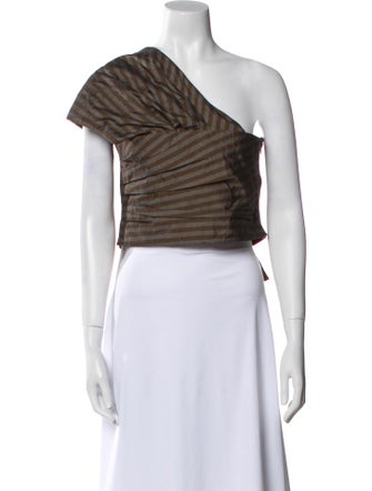 Tory Burch One-Shoulder Short Sleeve Crop Top