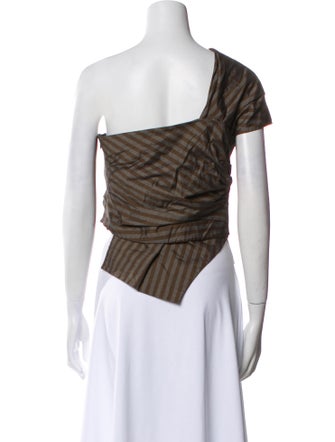 Tory Burch One-Shoulder Short Sleeve Crop Top