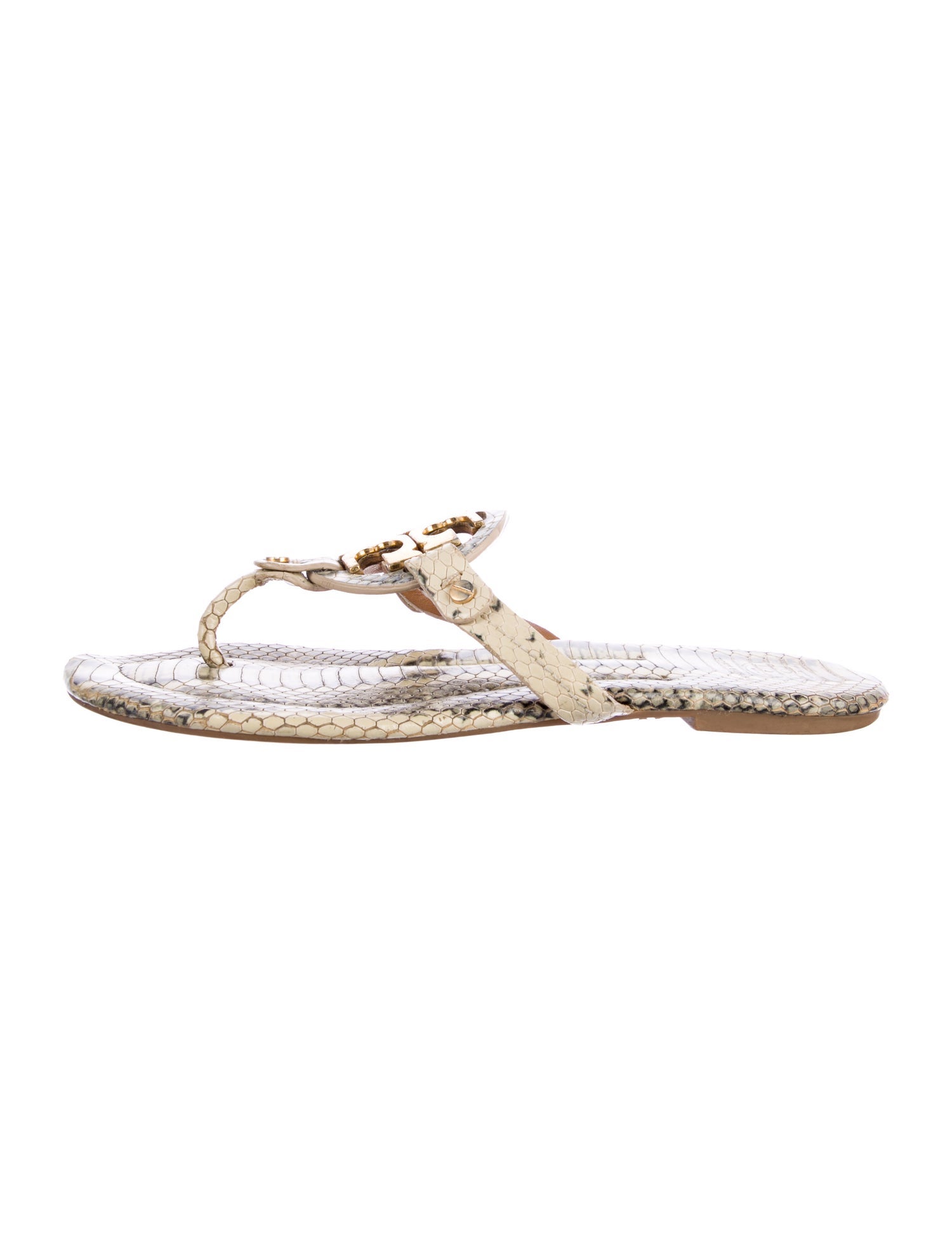 Tory Burch Leather Animal Print Slides