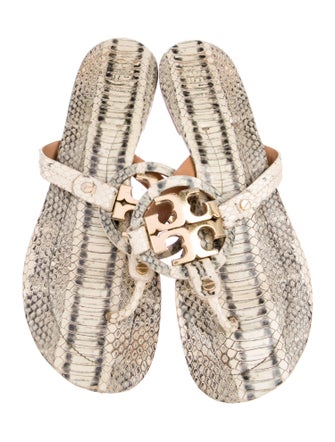 Tory Burch Leather Animal Print Slides