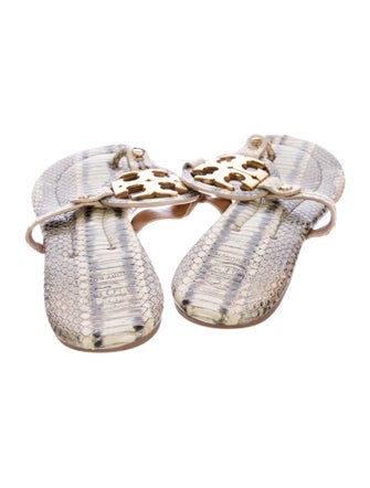 Tory Burch Leather Animal Print Slides
