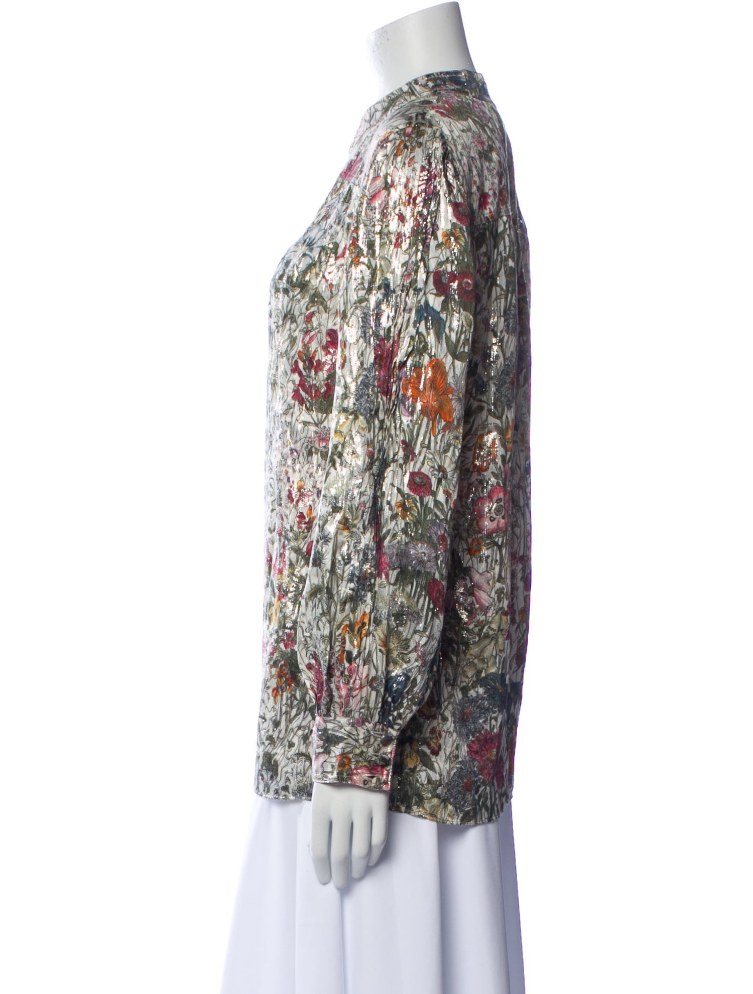 Tory Burch Floral Print V-Neck Blouse