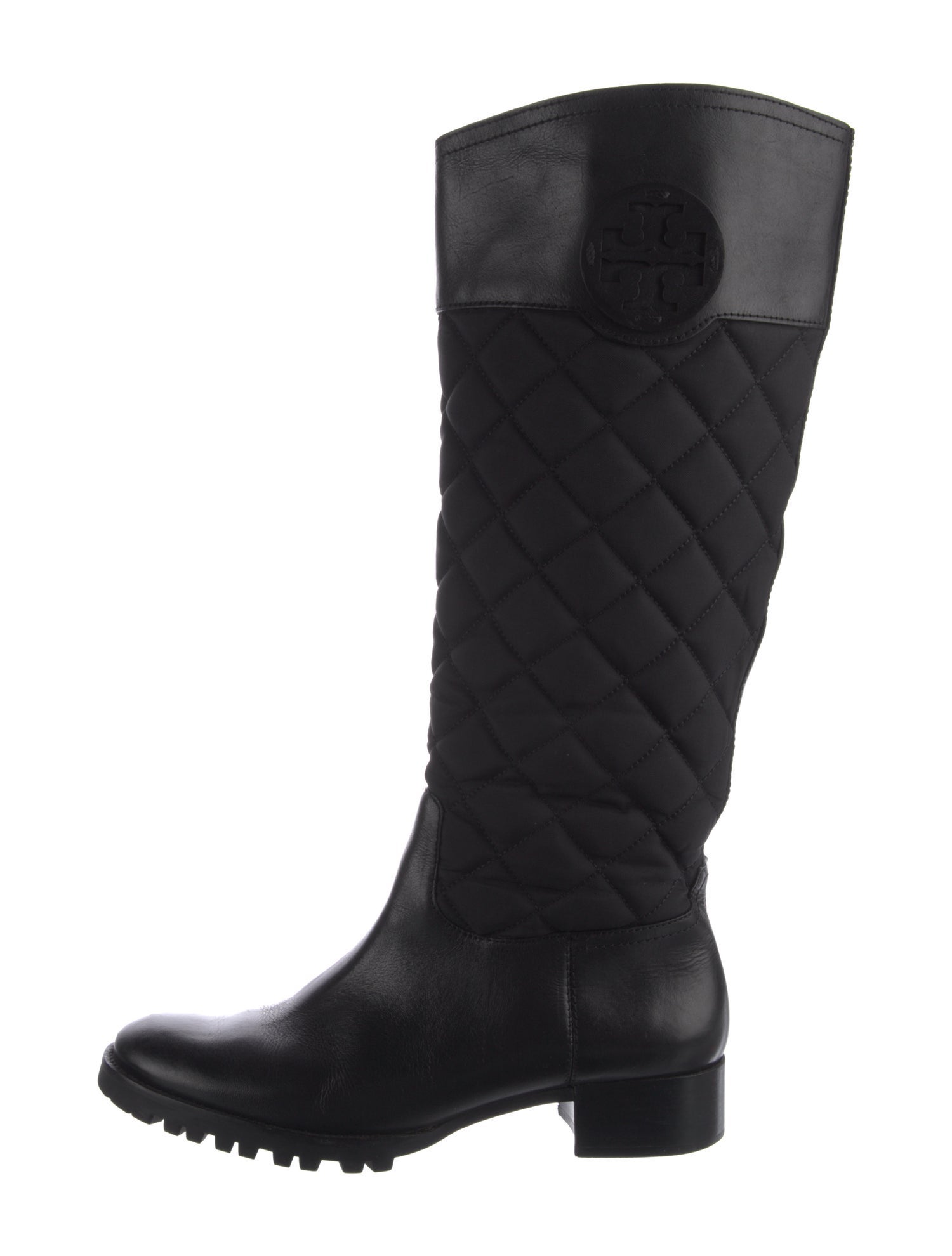 Tory Burch Leather Leather Trim Embellishment Riding Boots