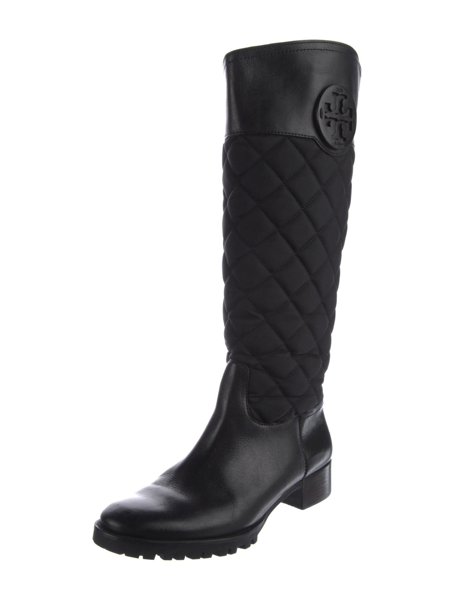 Tory Burch Leather Leather Trim Embellishment Riding Boots