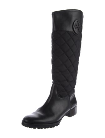 Tory Burch Leather Leather Trim Embellishment Riding Boots