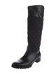 Tory Burch Leather Leather Trim Embellishment Riding Boots