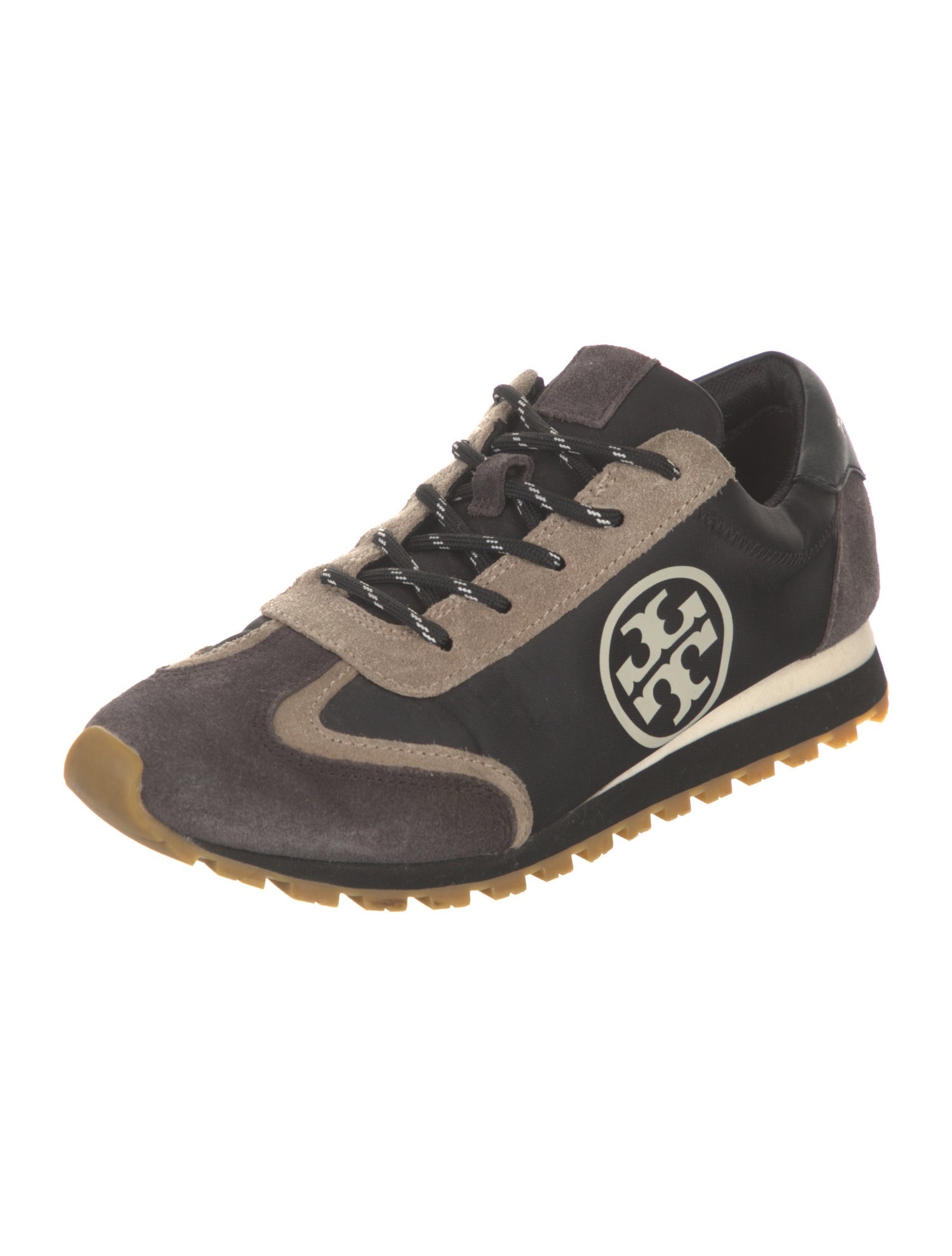 Tory Burch Suede Colorblock Pattern Sneakers