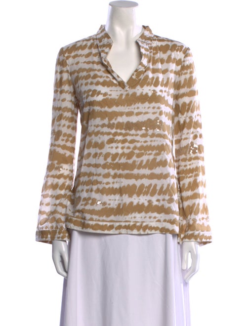Tory Burch Tie-Dye Print V-Neck Blouse