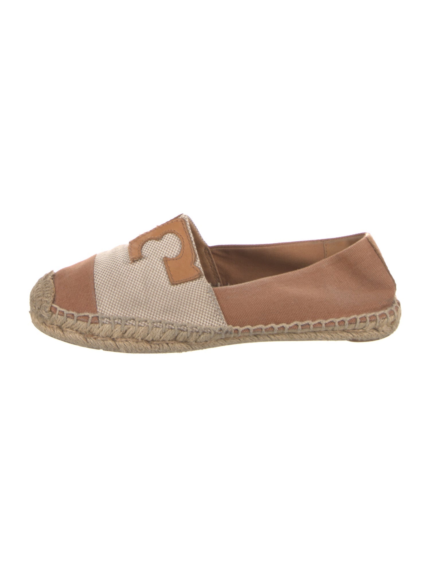 Tory Burch Canvas Leather Trim Embellishment Espadrilles