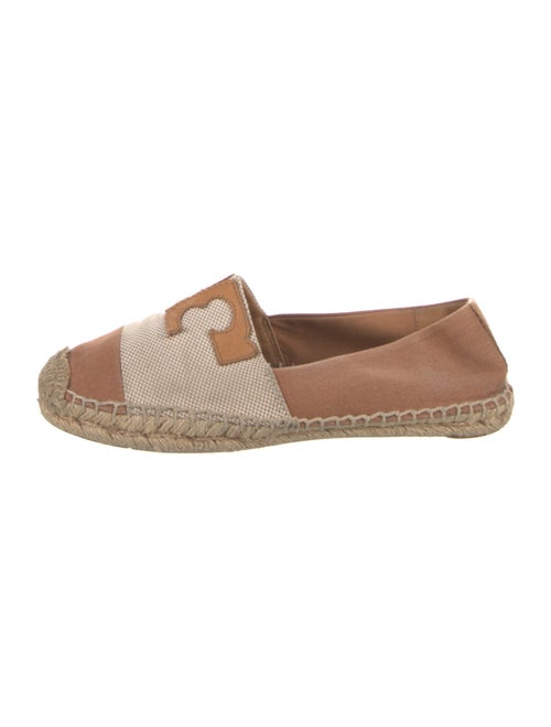 Tory Burch Canvas Leather Trim Embellishment Espadrilles