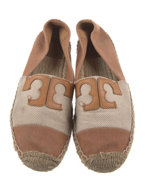 Tory Burch Canvas Leather Trim Embellishment Espadrilles