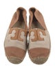 Tory Burch Canvas Leather Trim Embellishment Espadrilles
