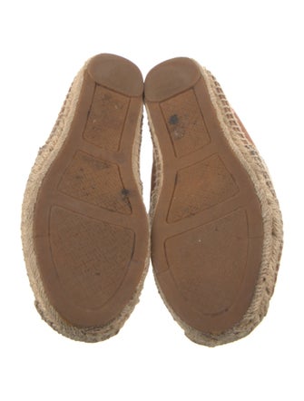 Tory Burch Canvas Leather Trim Embellishment Espadrilles