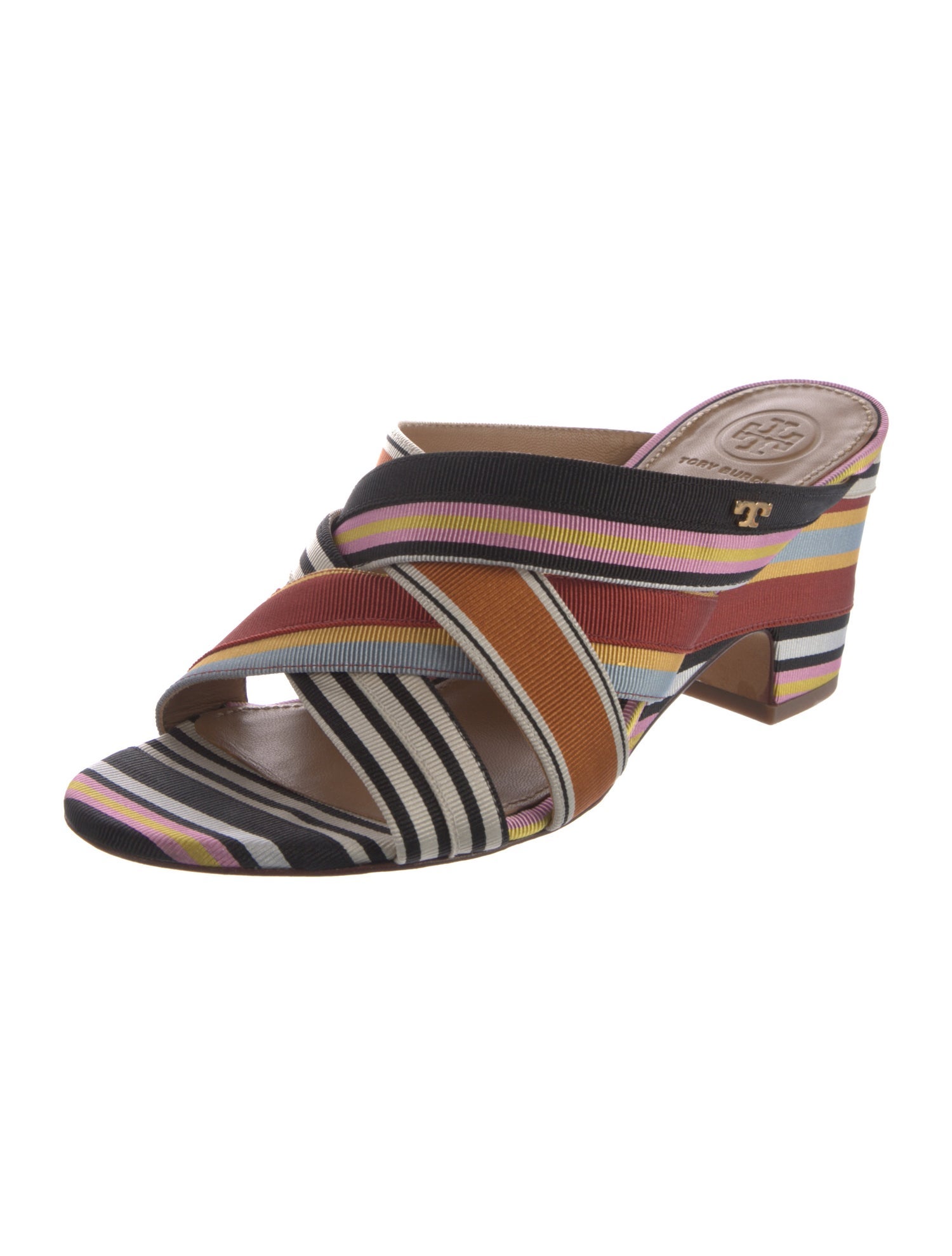 Tory Burch Canvas Striped Slides