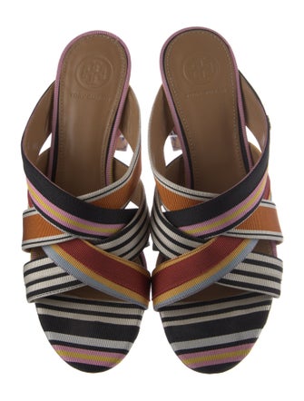 Tory Burch Canvas Striped Slides