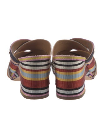 Tory Burch Canvas Striped Slides