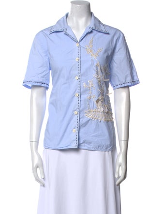 Tory Burch Short Sleeve Button-Up Top