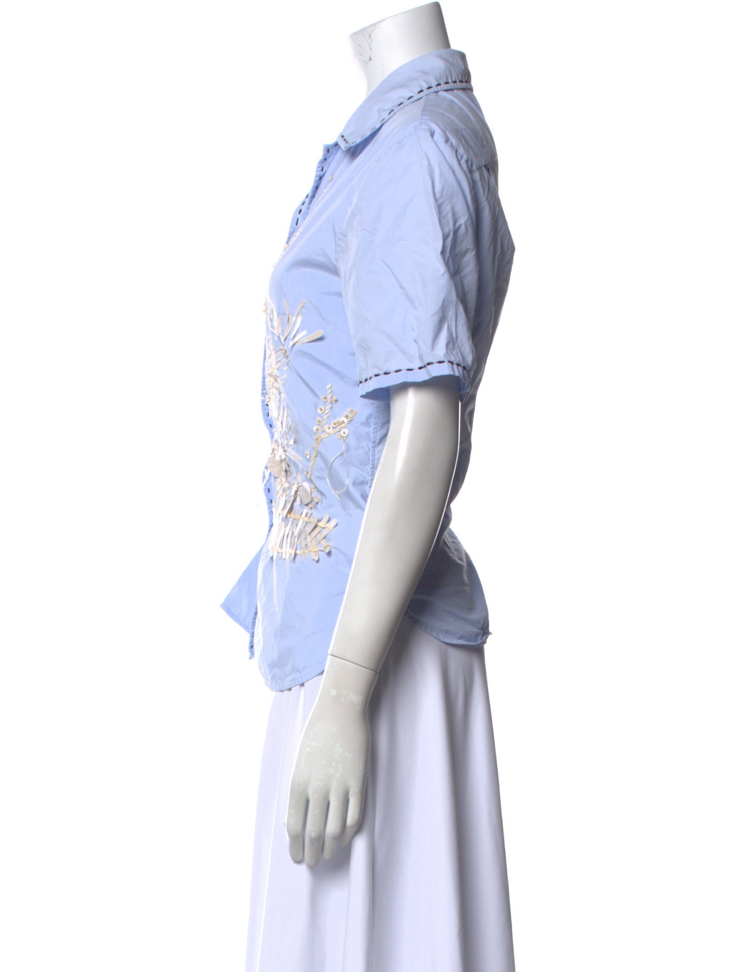 Tory Burch Short Sleeve Button-Up Top