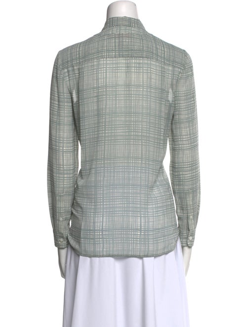 Tory Burch Plaid Print V-Neck Button-Up Top