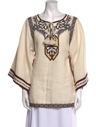 Tory Burch Linen Graphic Print Tunic