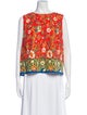 Tory Burch Floral Print Bateau Neckline Top