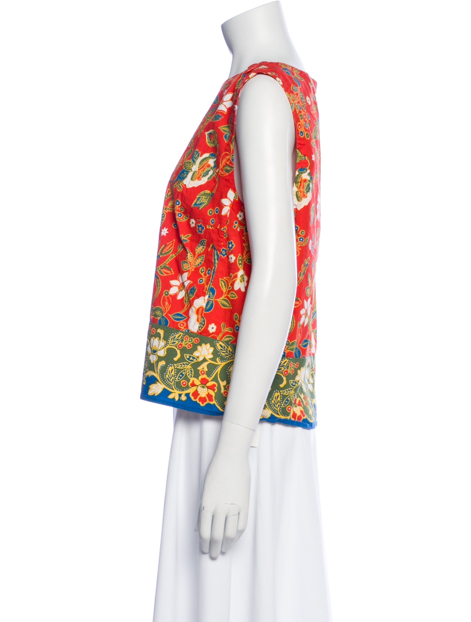 Tory Burch Floral Print Bateau Neckline Top
