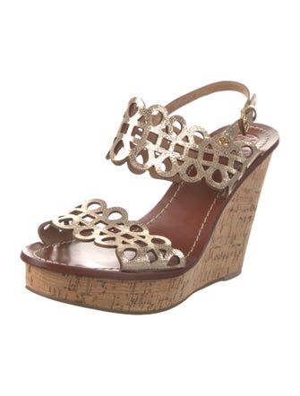 Tory Burch Leather Animal Print Slingback Sandals